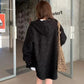 Autumn and Winter Hooded Black Versatile Coat