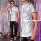 Men's 70‘s Disco Metallic Shiny Gold Shirt For Party Stage Night Club Short Sleeve Shirt Men Stylish Prom Banquet Chemise Hombre