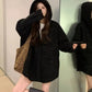 Autumn and Winter Hooded Black Versatile Coat