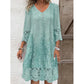 KK Pattern Lace Splicing Hollowed Out Mini Dress