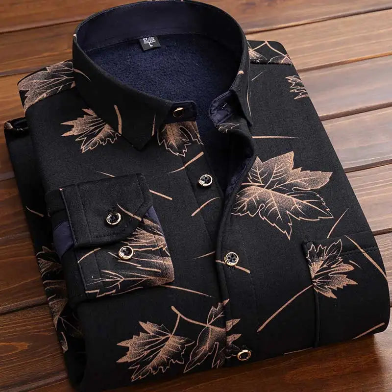 KK Men's Thick Warm Long Sleeve Plaid Shirts