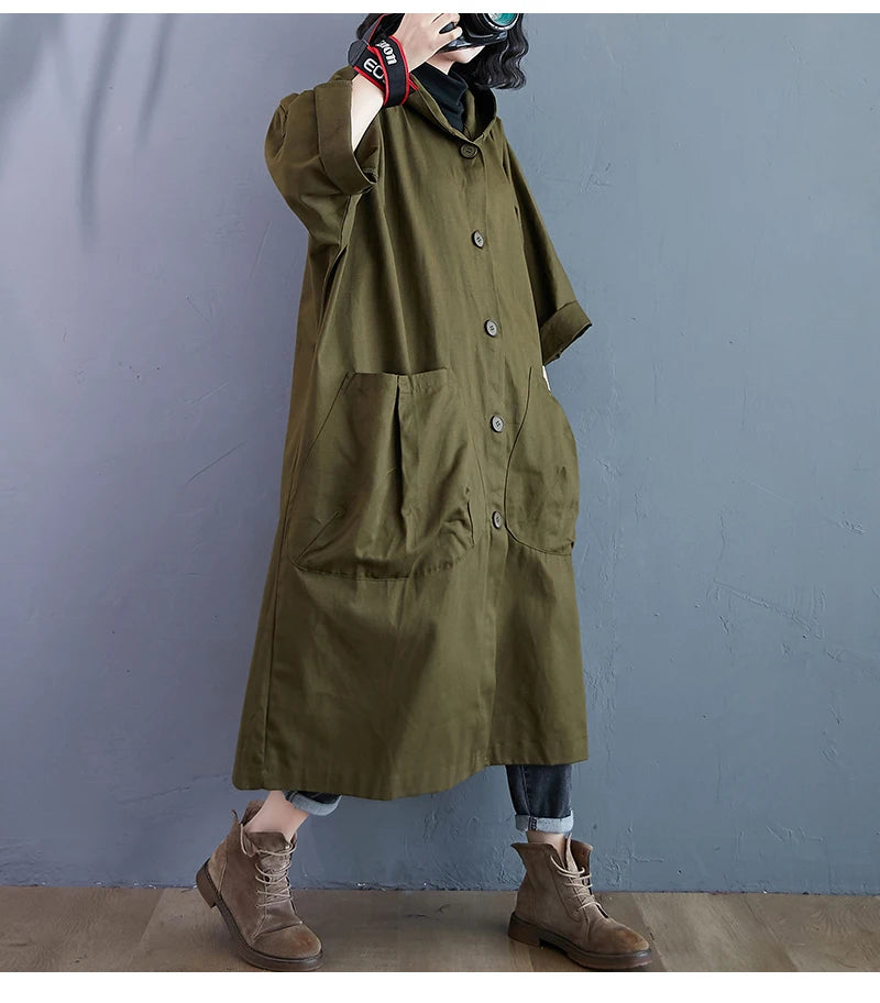 Casual Coated Hooded Versatile Outerwear