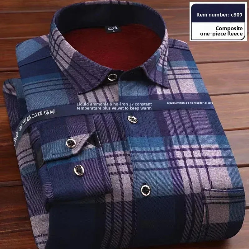 KK Men's Thick Warm Long Sleeve Plaid Shirts