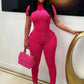 New Women's Jumpsuits Sexy Sweet Pink Hollow Out Jumpsuit Streetwear Fashion Pockets Short Sleeve Lady Elegant Rompers Clothing