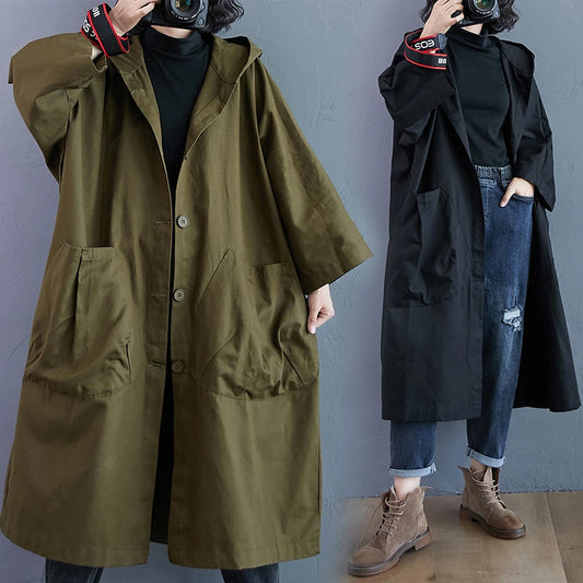 Casual Coated Hooded Versatile Outerwear