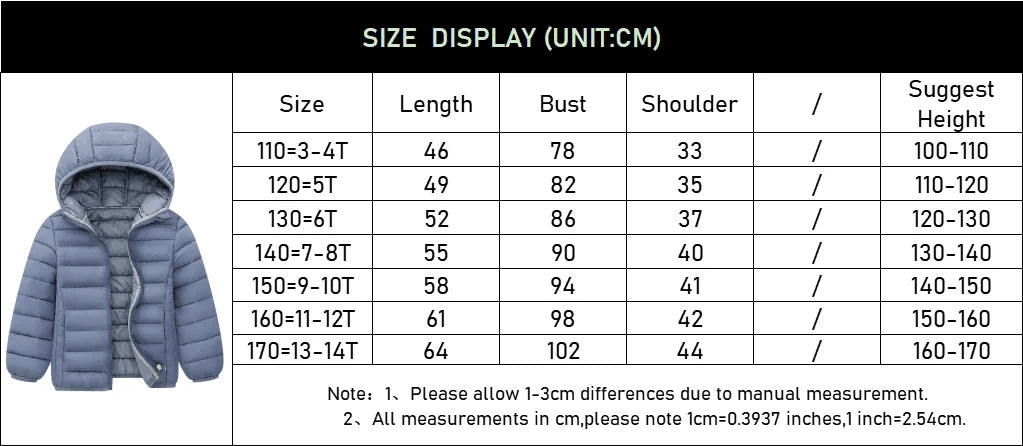 Kids Unisex Jackets For 3-14
