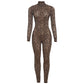 KK See Through Leopard Mesh Jumpsuits