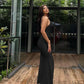 Nibber Red Shiny Spaghetti Strap Maxi Dress Women Solid Sexy Backless Ruched Cleavage Body-shaping Robe Lady Hipster Streetwear