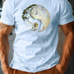 Men's summer 100% pure cotton fashionable casual loose sports yin-yang tree pattern print round neck short sleeved T-shirt top