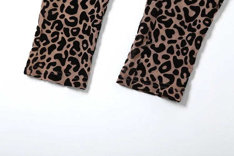KK See Through Leopard Mesh Jumpsuits