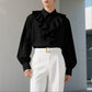 INCERUN Unisex Shirt Solid Color Ruffle Lapel Long Sleeve Casual Unisex Clothing Loose Elegant Streetwear 2025 Fashion Male Shirts
