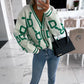 KK Jacquard Knitted Coat V-neck