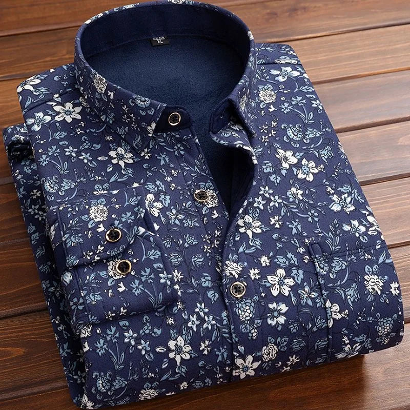 KK Men's Thick Warm Long Sleeve Plaid Shirts