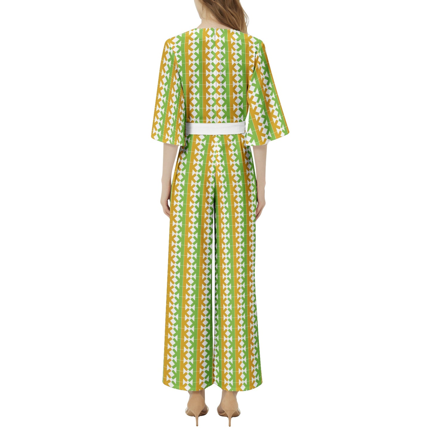 K-K Dolman Sleeve Belted Wide Leg Jumpsuit